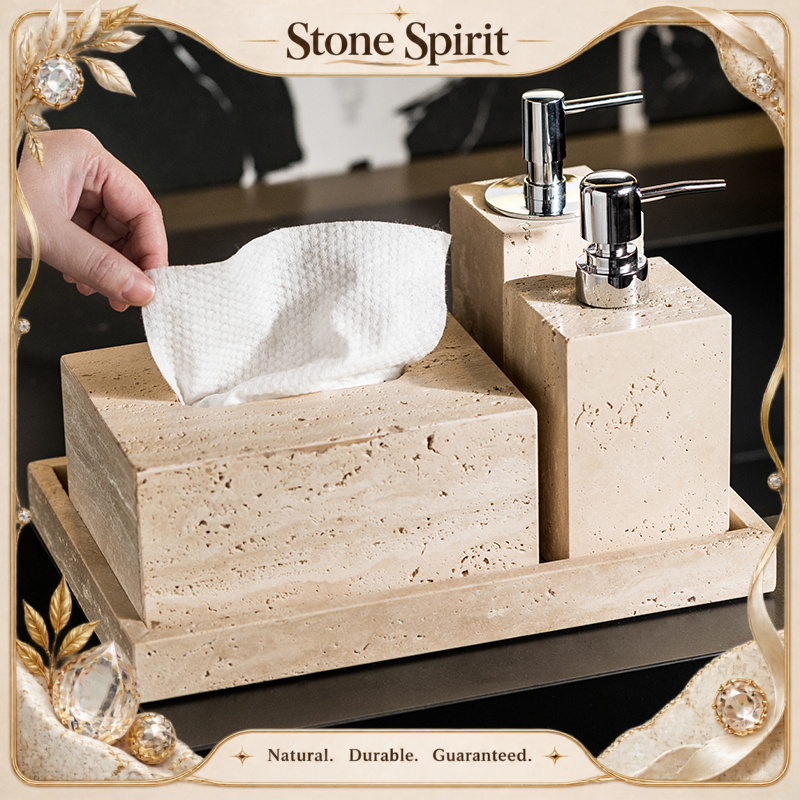 Reed Diffuser Set - Conjunto de Banheiro em Travertino Bege